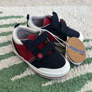 Mayoral Kids Black and Red Velcro Sneakers